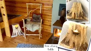 Off Grid Log Cabin Project ...Log -Stump Coffee Table /part 2 of 3