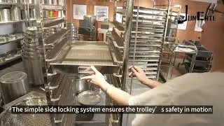 Durable and Safe Bakery Pan Trolley &ndash; L-Type Design, 201 Stainless Steel, with Locking PVC Wheels