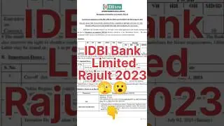 IDBI Executive 2023 ! IDBI Results 2023 ! # IDBI Bank Recruitment 2023 !