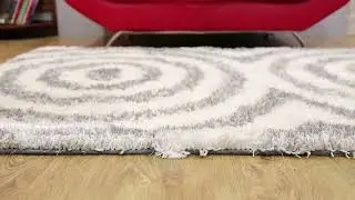 Hand Tufted Shag Polyester 5'x8' Area Rug Geometric Gray White K00080
