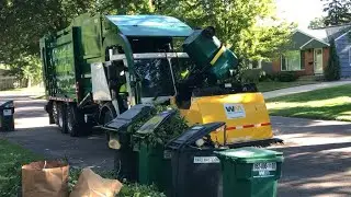 Waste Management Garbage Truck vs. Big Yard Waste Line