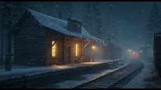 Frontier Train Station Ambience ❄️ Light Snow & Blizzard Sounds for Deep Sleep