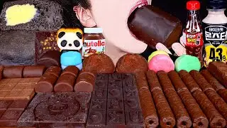 ASMR CHOCOLATE ICE CREAM MARSHMALLOW NUTELLA DESSERT MUKBANG 초콜릿 먹방 チョコレート アイスクリーム 咀嚼音 EATING SOUNDS
