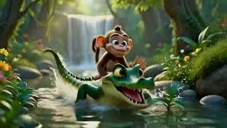 Chalak Bandar Chiku 🐒 Aur Magarmachh Golu 🐊 | Jungle Moral Story | Kids Story Hindi