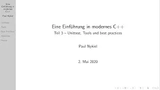 C++ Workshop Teil 3 - Unit Tests, Tools und Best Practices