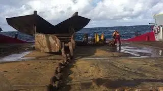 Timelapse Of Ship Working At Sea. Pre-Lay Mooring System.