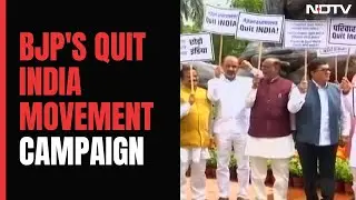 Delhi: BJP MPs Holds 'Quit India' Protest At Gandhi Statue