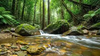 Forest River Waterfall Ambience | Natural White Noise for Sleep & Focus | Relaxing Nature Sounds