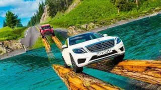 Mobil vs Log Bridge BeamNG Drive Challenge @vectorgamingzone589