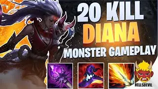 WILD RIFT | 20 KILL MONSTER DIANA GAMEPLAY | Challenger Diana Gameplay | Guide & Build