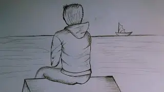 How to Draw a Sad Boy looking at Sea l Lonely Boy Drawing l Pencil Sketch
