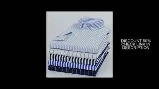 New Men's Stretch Anti-Wrinkle Striped Shirt, Formal Business Dress Shirt for Man Long Sleeve Slim F