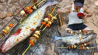 #BBQFishRecipe Grilled Big Fish BBQ eating So delicious - Cooking Fish Meat bbq Healthy Food