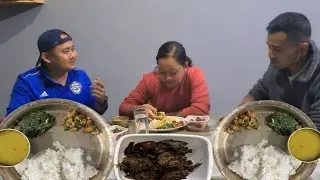 चिकेन ग्रेभी चिकेन चोइला रहरीको दाल चमसुरको साग भात | BN Vlogs Mukbang ❤️