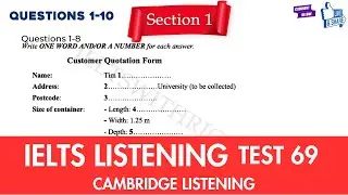 Practice IELTS Listening | Test 69 (Customer Quotation Form) | Real Exam