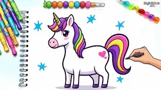 Let's Draw a Magical Rainbow Unicorn 🌈🦄✨Easy drawing for kids and toddlers 🤩 #