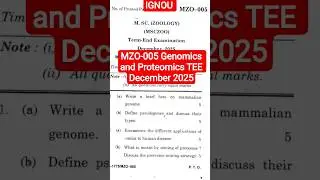 MZO -005 GENOMICS & PROTEOMICS Zoology MSCZOO TEE December 2025 IGNOU #ignou #ignoutee #shorts