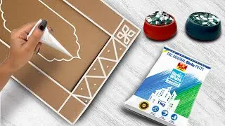 Wall Putty Cone से बनाएं #Cardboard #Nameplate ab #aasani se 😱 lippan art work tutorial 3d outliner