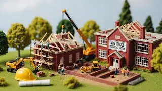 Building a sturdy mini-school with cement by hand - A truly creative engineering project.
