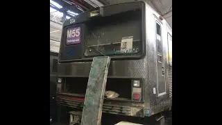 EX GVB M2 metrostel 23 (zilvermeeuw) in de opslag locatie Van de museumtram Amsterdam  in Aalsmeer