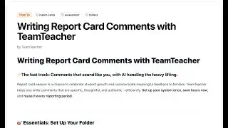 Write Report Card Comments with TeamTeacher.ai