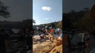 Expo P&aacute;dua canoagem - drone dji air3 takeoff from hand - whitewater kayak competition