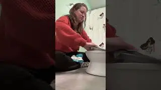 Potty training hack for cloth diapering families. Put a reusable diaper in the potty easy clean up