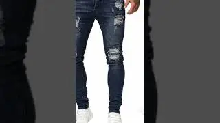 Jeans Men Ripped Skinny Jeans Blue Pencil Pants