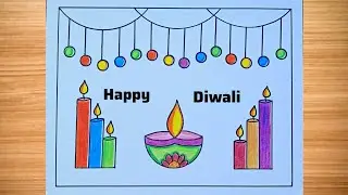 Diwali Drawing / Happy Diwali Drawing / Diwali Scenery Drawing / Diwali Festival Drawing 