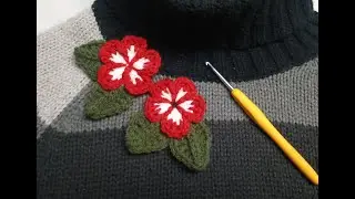 crochet flower brooch or applique/ crochet flower tutorial