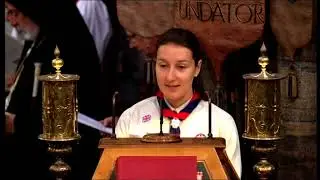 VE Day 80 - King Scout Abbie McFarlane leads the re-dedication to peace.  8 May 2025