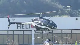 Bell 505 Jet Ranger HB-ZYN Heli Alps takeoff Sion airport Valais Switzerland 15.04.2022