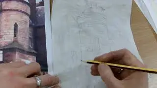 Ian Murphy style Architectural painting and drawing on textured paper part 1