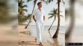 Men's Summer Beach Casual Cotton Linen Shirt Two-Piece Set with Lapel Pocket Long Pants And Shor Fas