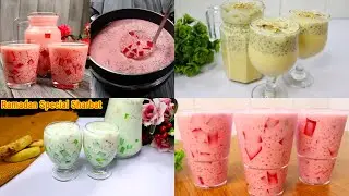 4 Easy Iftaar Drinks Recipes Ramadan Special | Doodh Ka Sharbat | Custard Sharbat | Sagudana Drink