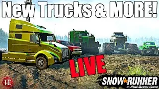 SnowRunner LIVE: NEW TRUCKS, CONSOLE MODS, NEW MAPS, GIANT TRUCKS, & MORE!