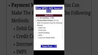 Bihar BPSC AES Vacancy 2025#Bpsc AES Notification 2025# jobseekers#govjobs#applyonline