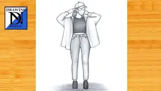 How to draw a Girl wearing Mask with Cap || Pencil sketch for beginner || Girl drawing || Drawing