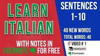 Start learning Italian vocabulary in context with Evernote! Italian Sentences 1-10 |  IT 1