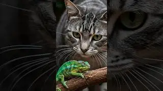 Cat&rsquo;s Intense Stare&hellip; Chameleon Flinches!  #cat #catvideos #catlovers #kitten