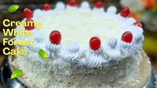 Soft & creamy White Forest Cake bakery style recipe 🎂