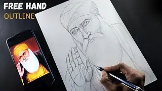 How to draw Guru Nanak dev ji | Free Hand Outline drawing | Free hand drawing tutorial for beginners