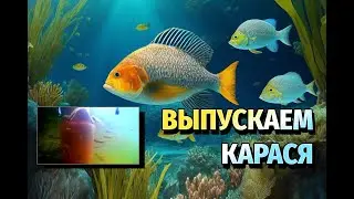 ВЫПУСКАЕМ КАРАСЯ В ПРУД МНОГО РЫБЫ ПОД ВОДОЙ