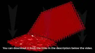 Destruction of a 3D pyramid from domino pieces. Realistic 3D animation. Interaction of domino parts.