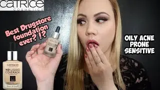 Catrice HD LIQUID COVERAGE FOUNDATION Oily Acne Prone Skin Review Swatch Demo *010 LIGHT BEIGE* 2019
