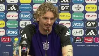 GERMANY U21s PRESS CONFERENCE: Antonio Di Salvo & Nick Woltemade: England v Germany: Euro 2025 Final