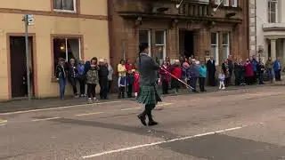 Kintyre Schools Pipe Band Street performance 2019 with Liam Renton