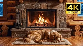 Fireplace and Nova Scotia Duck Tolling Retriever #fireplace #fireplace4k