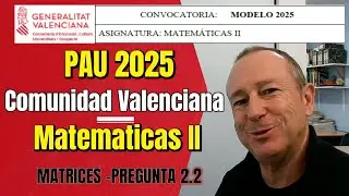 Examen PAU 2025 Comunidad Valenciana Matemáticas II Matrices #selectividadvalencia