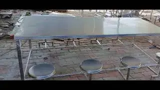 Stainless Steel canteen/dining Table with foldable Stool @Ananya_Engineering